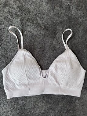 Seamless Ribbed Light Lavender Bralette - Women Intimates